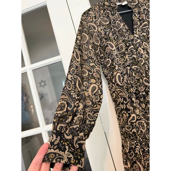 Lucky Brand Maxi Dress Womens Small Black Paisley Lined Boho Tiered - Picture 4 of 12